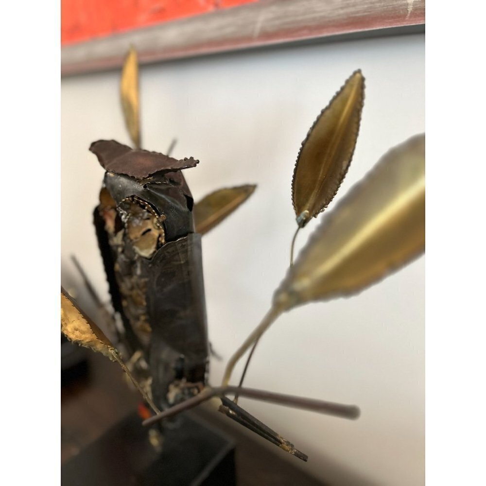Vintage Hand-made Metal Sculpture OWL Pedestal Gallery Singed - Picture 11 of 14